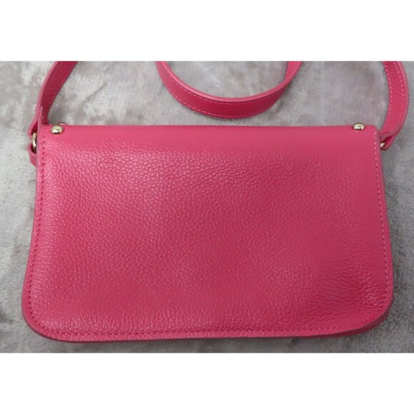 BTB Los Angeles Hot Pink Rocker Biker Styling Leather Gold Studded Crossbody Bag - Picture 5 of 16